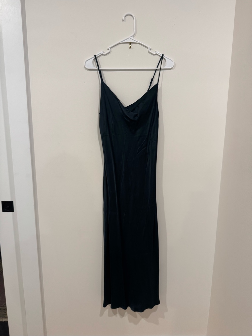 Zara Black Maxi Slip Dress with Cowl Neck